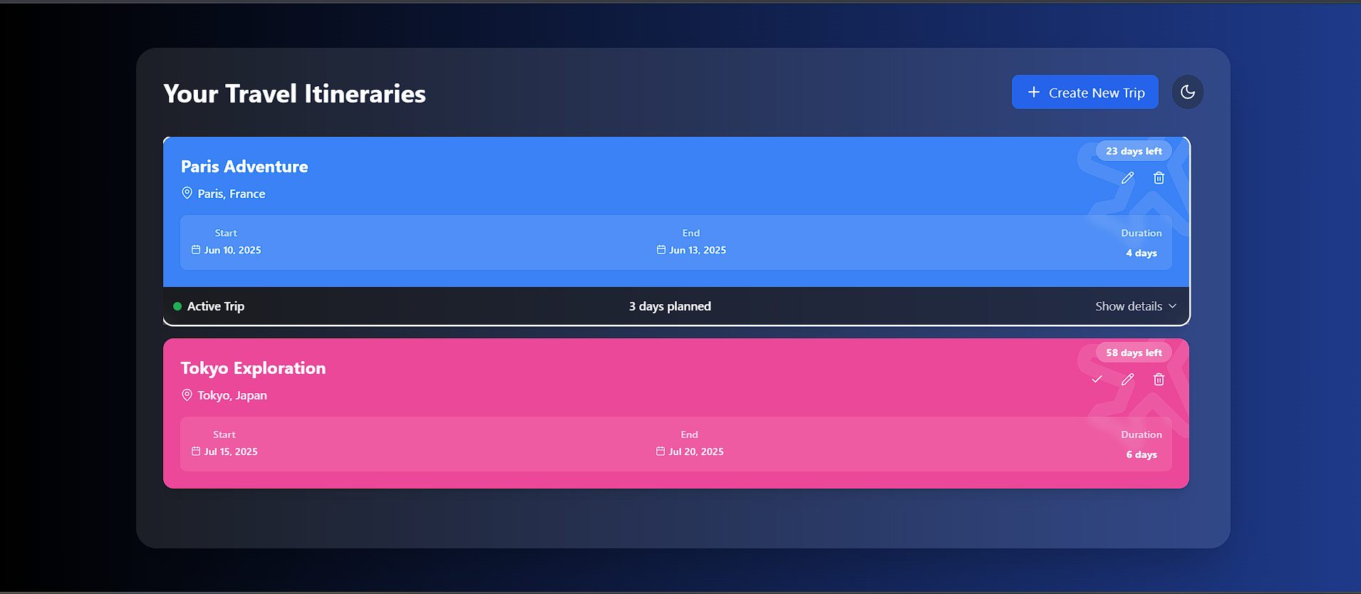 Screenshot of drag and drop functionality